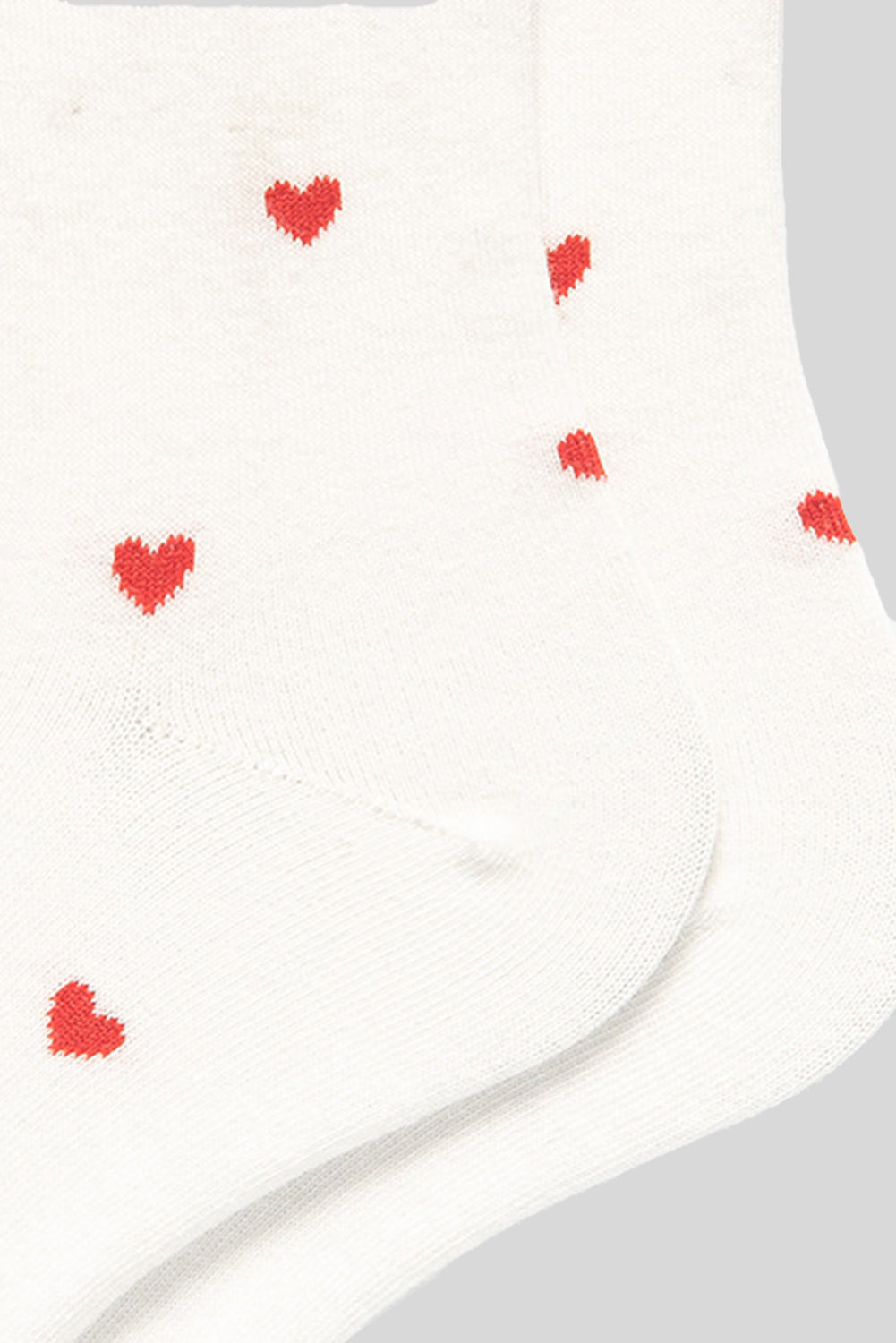 White Valentines Heart Pattern Cotton Socks