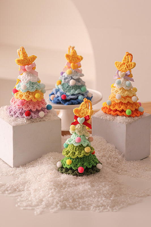 Orchid Petal Handmade Crochet Christmas Tree Jingle Bell Home Hanging Decoration