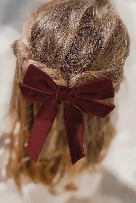 Red Sandalwood Velvet Bowknot Frenchy Girl Fashion Hair Clip
