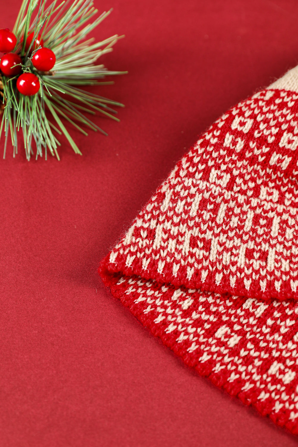 Fiery Red MERRY CHRISTMAS Winter Beanie Hat