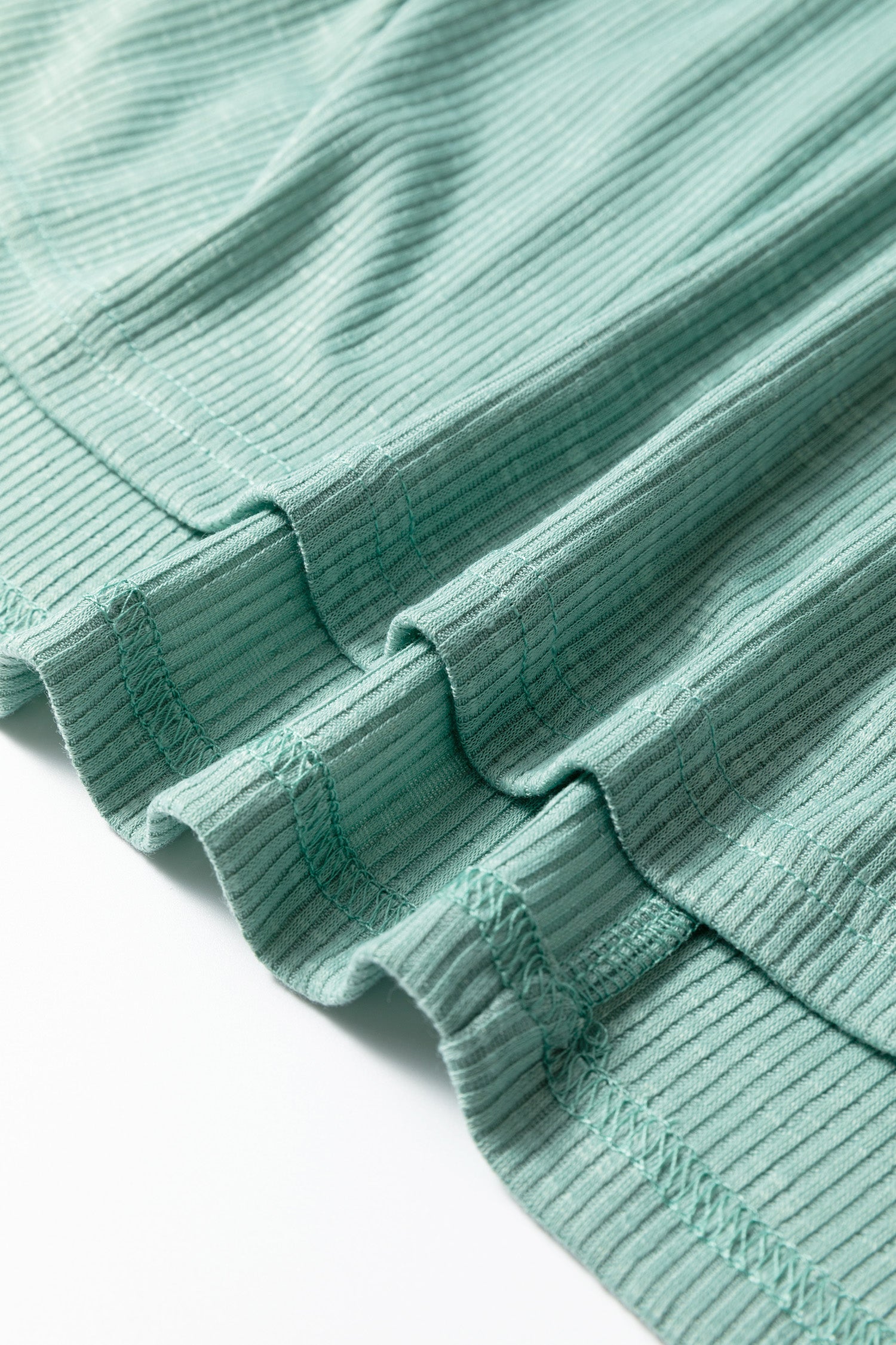 Mist Green Ribbed Camouflage Patchwork Plus Size V Neck Tee