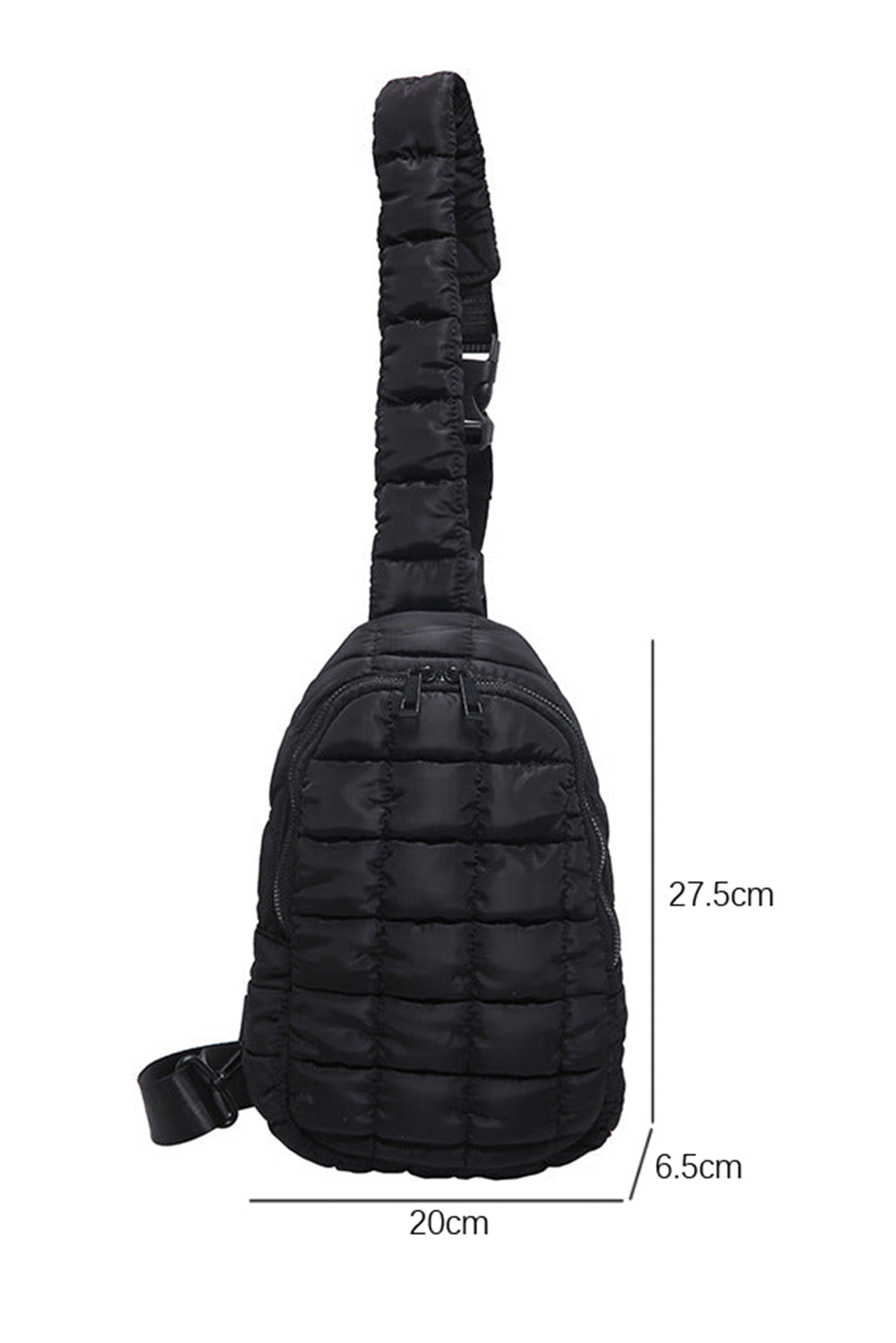 Black Zipper Quilted Puffer Crossbody Bag