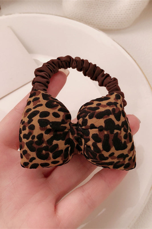 Chestnut Leopard Printed Puffy Bow Hair Tie