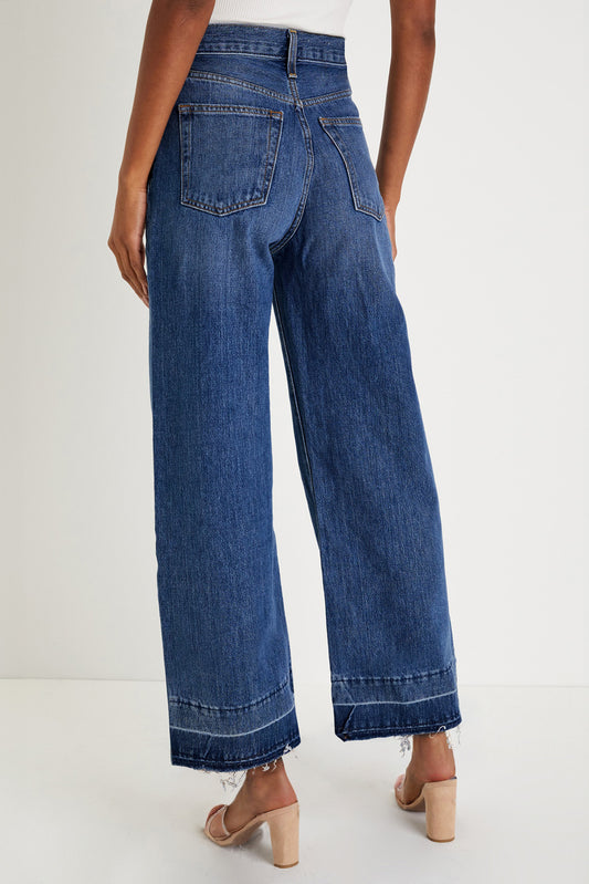 Real Teal Raw Hem Straight Leg Loose High Waist Jeans