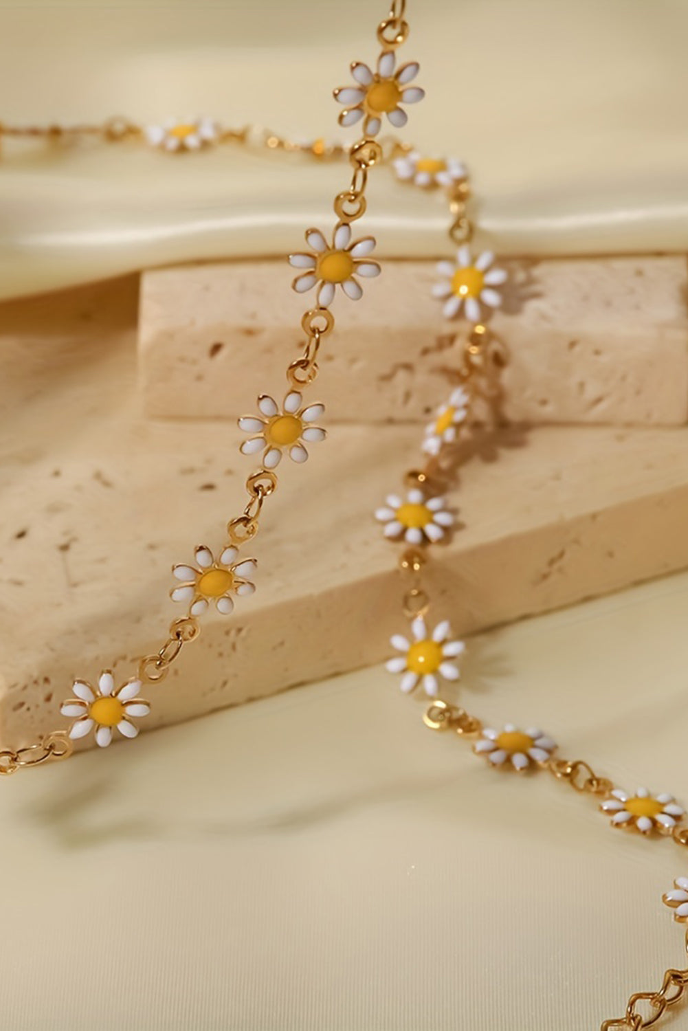 Gold Daisy Adjustable Chain Choker Necklace