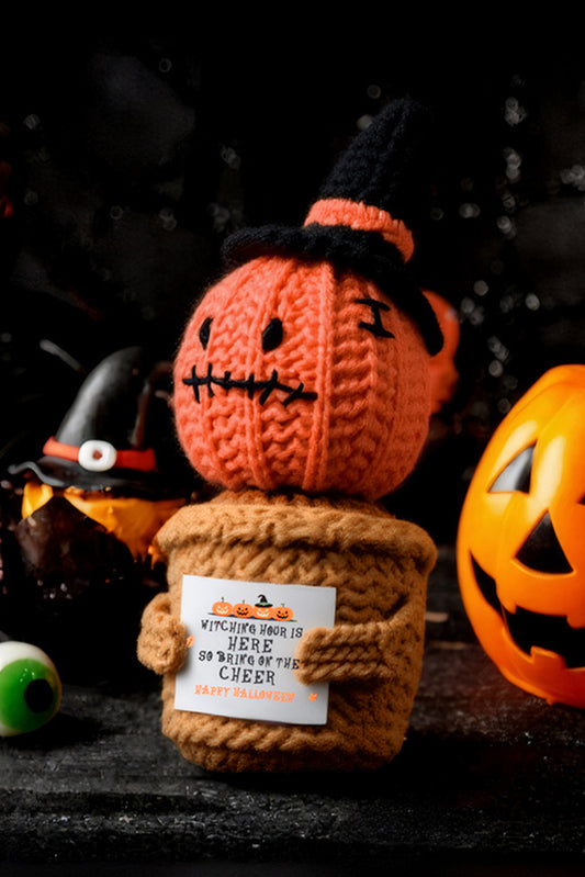 Carrot Handmade Crochet Halloween Pumpkin Potted Doll Decor