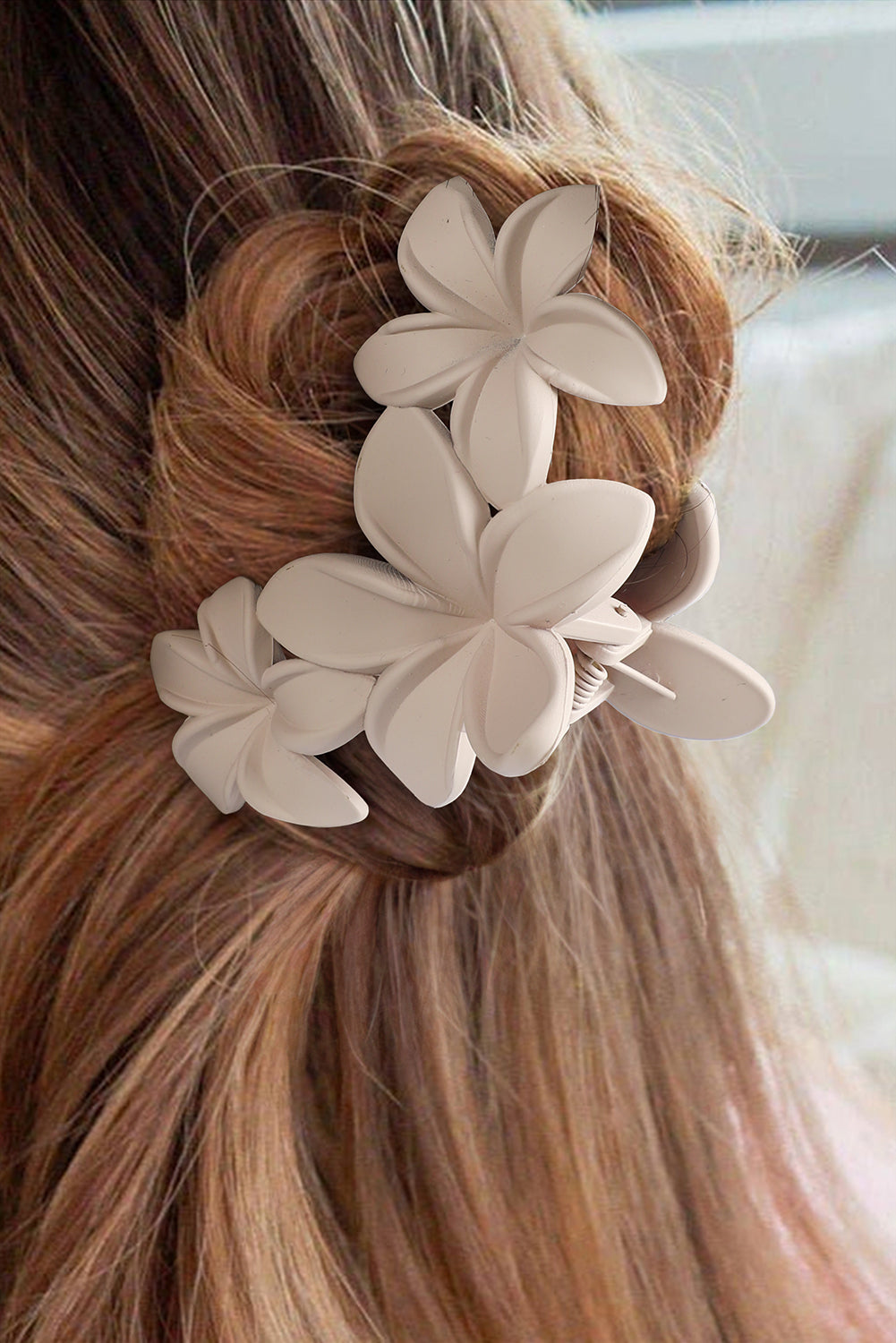 Parchment 3D Flower Plastic Resin Hair Claw