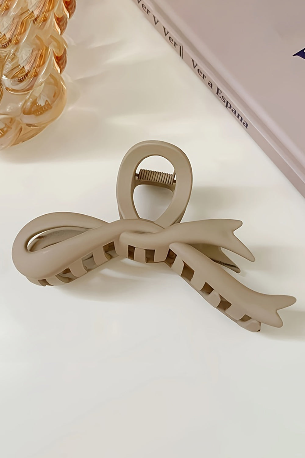 Beige  Bowknot Large Hair Claw Clip