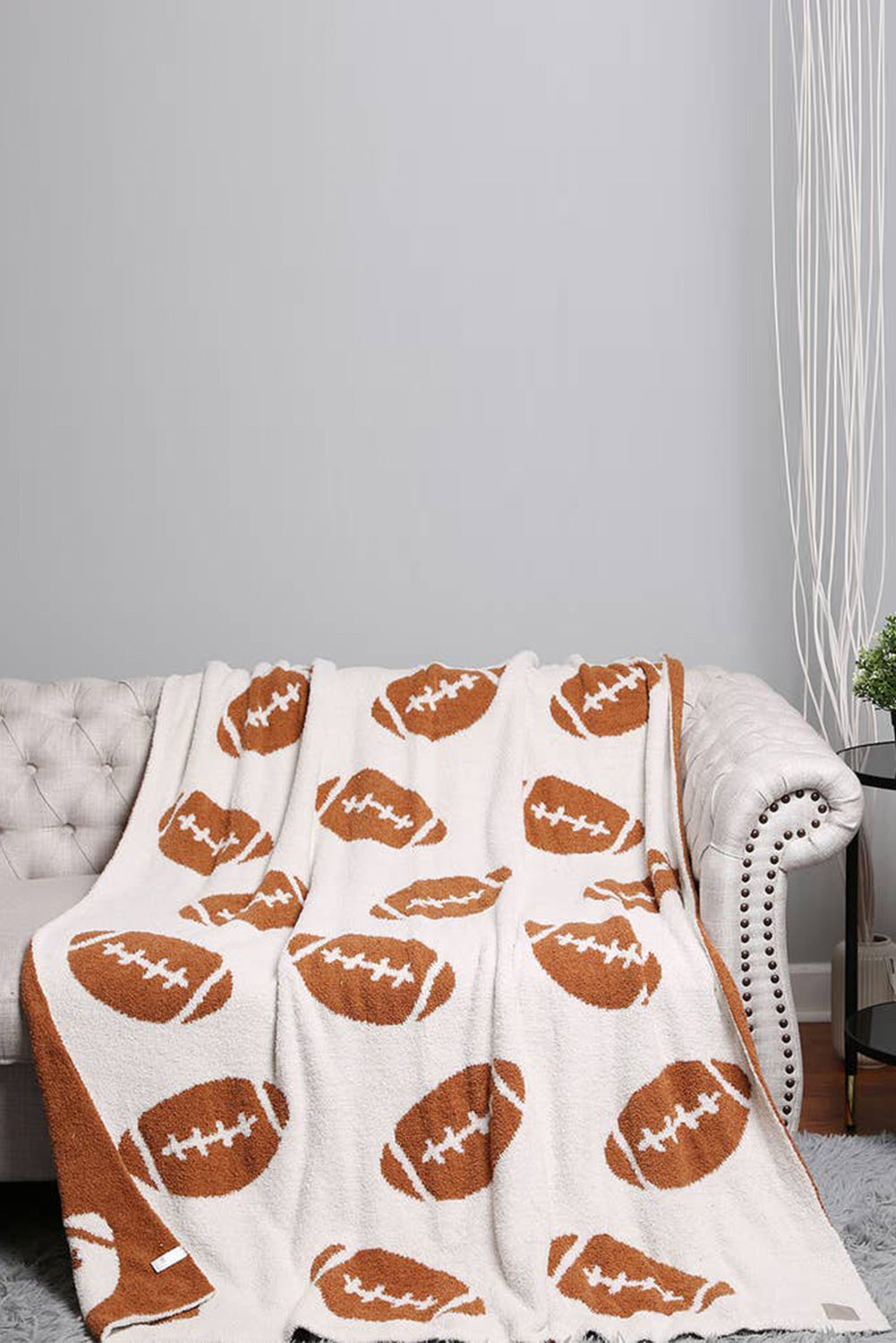 Chestnut Rugby Pattern Color Block Fleece Blanket 127*152cm