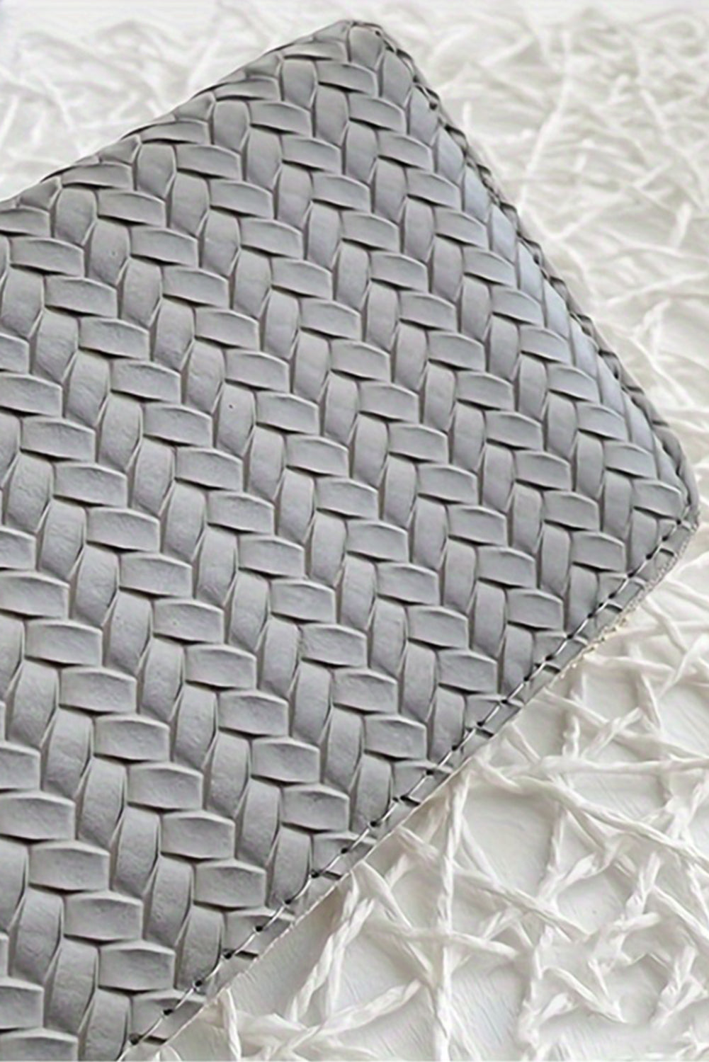 Medium Grey Woven Textured Zip Around Long Wallet