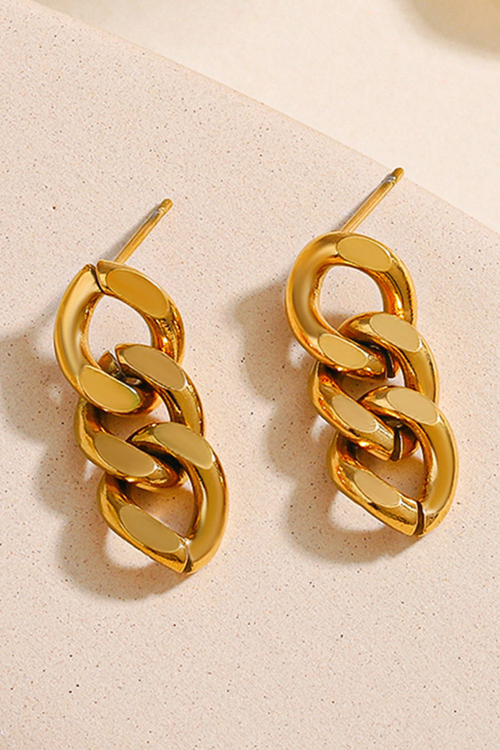 Gold Chain Link Plate Alloy Drop Earrings