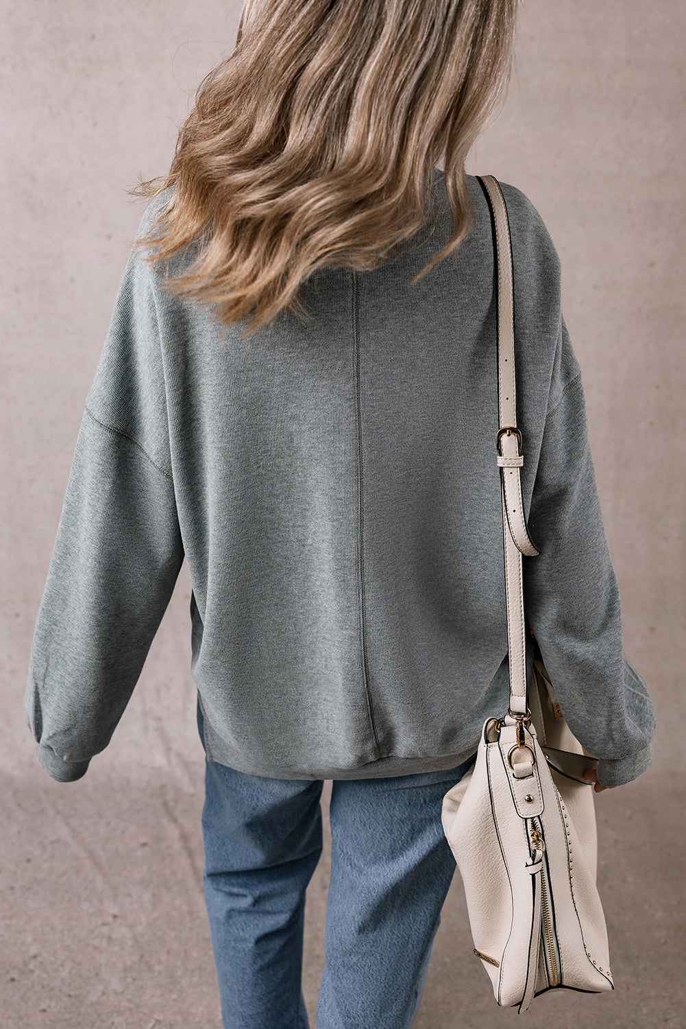 Medium Grey Side Split Drop Shoulder Oversized Sweatshirt