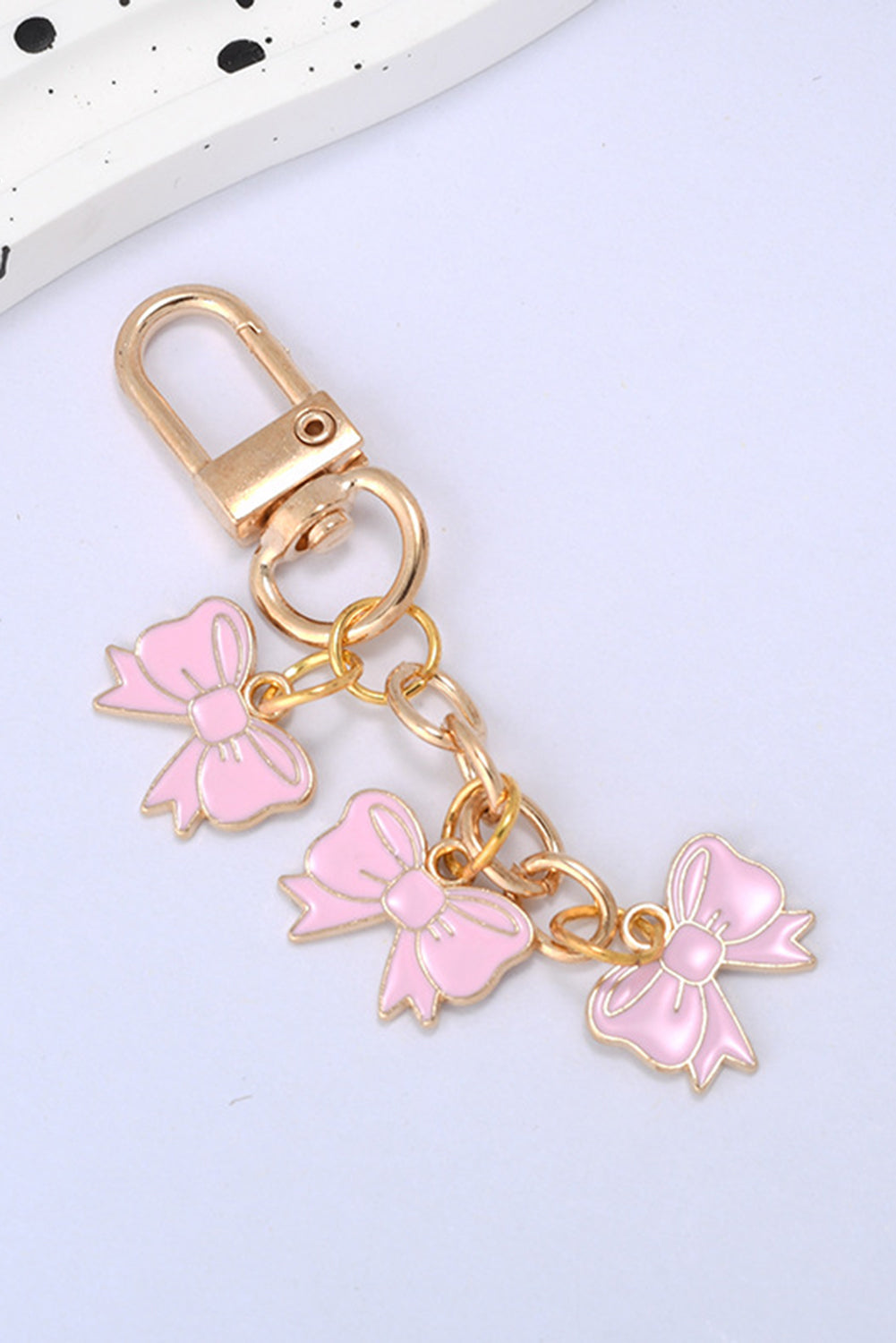 Pink Bow Knot Shape Charms Plated Alloy Keychain