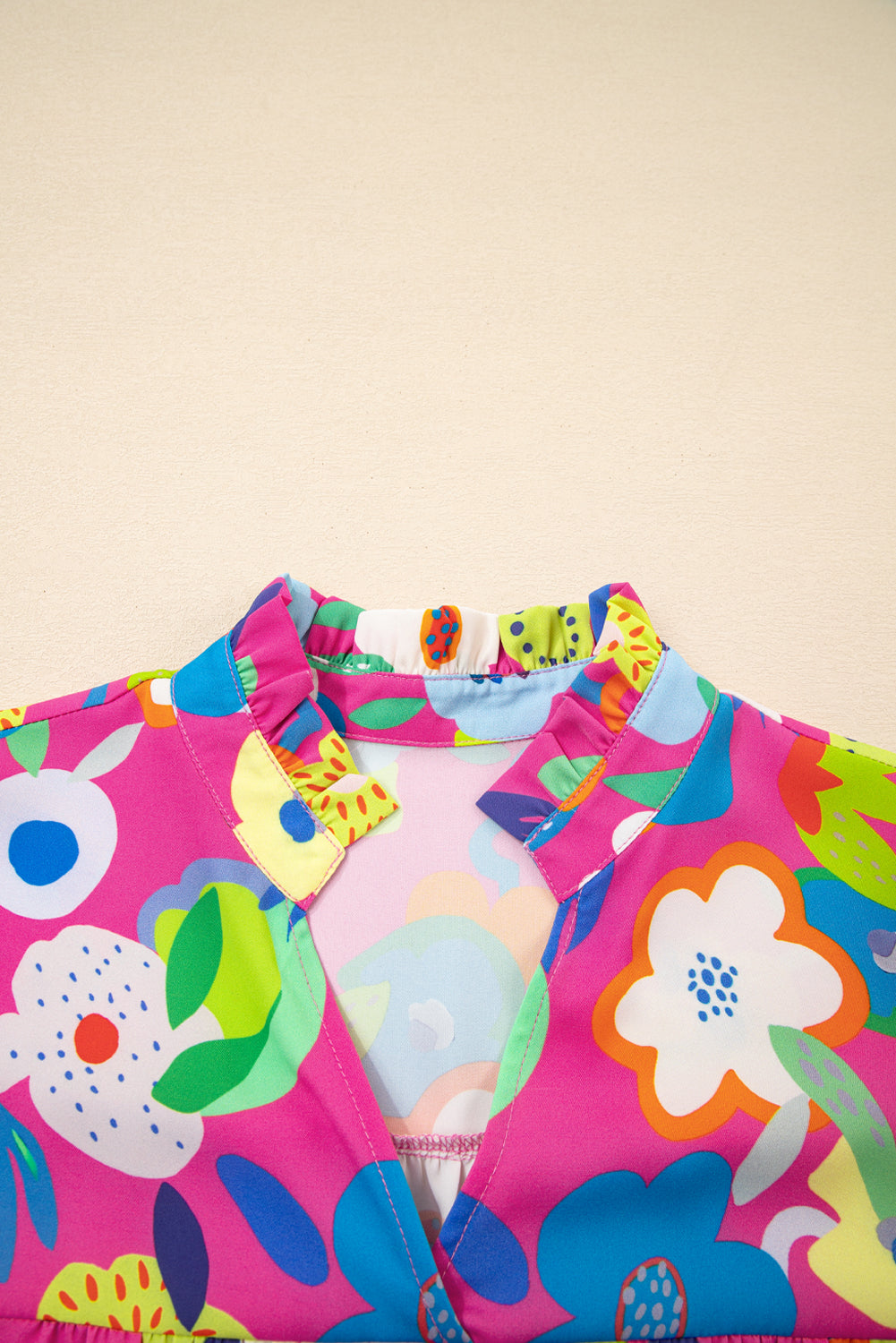 Rose Flower Bomb V Neck Blouse