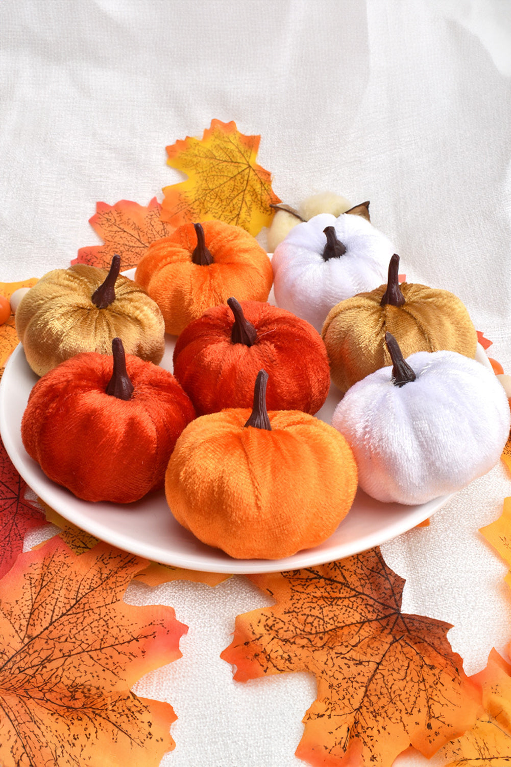 Orange 1PC Halloween Thanksgiving Faux Plush Pumpkin Decorations
