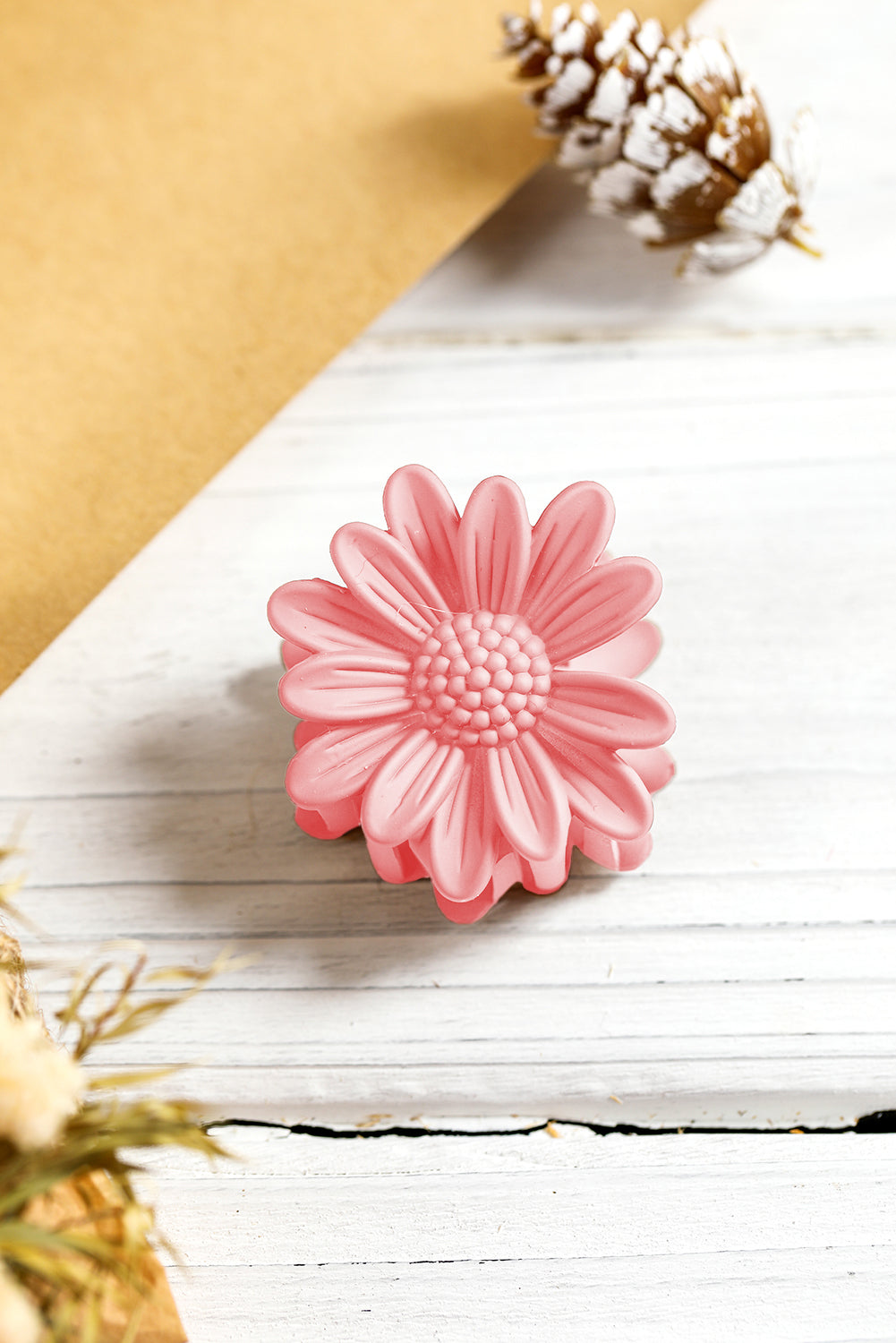 Pink Boho Daisy Flower Frosted Hair Clawclip