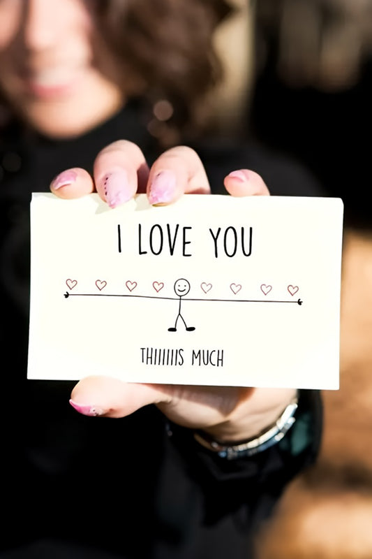 White I LOVE YOU THIIIIIS MUCH Greeting Card