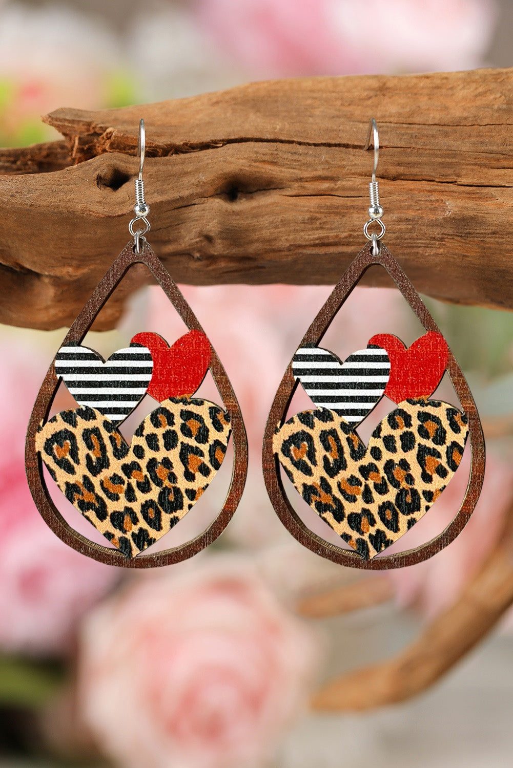 Leopard Heart Shape Hollowed Valentine Day Earrings