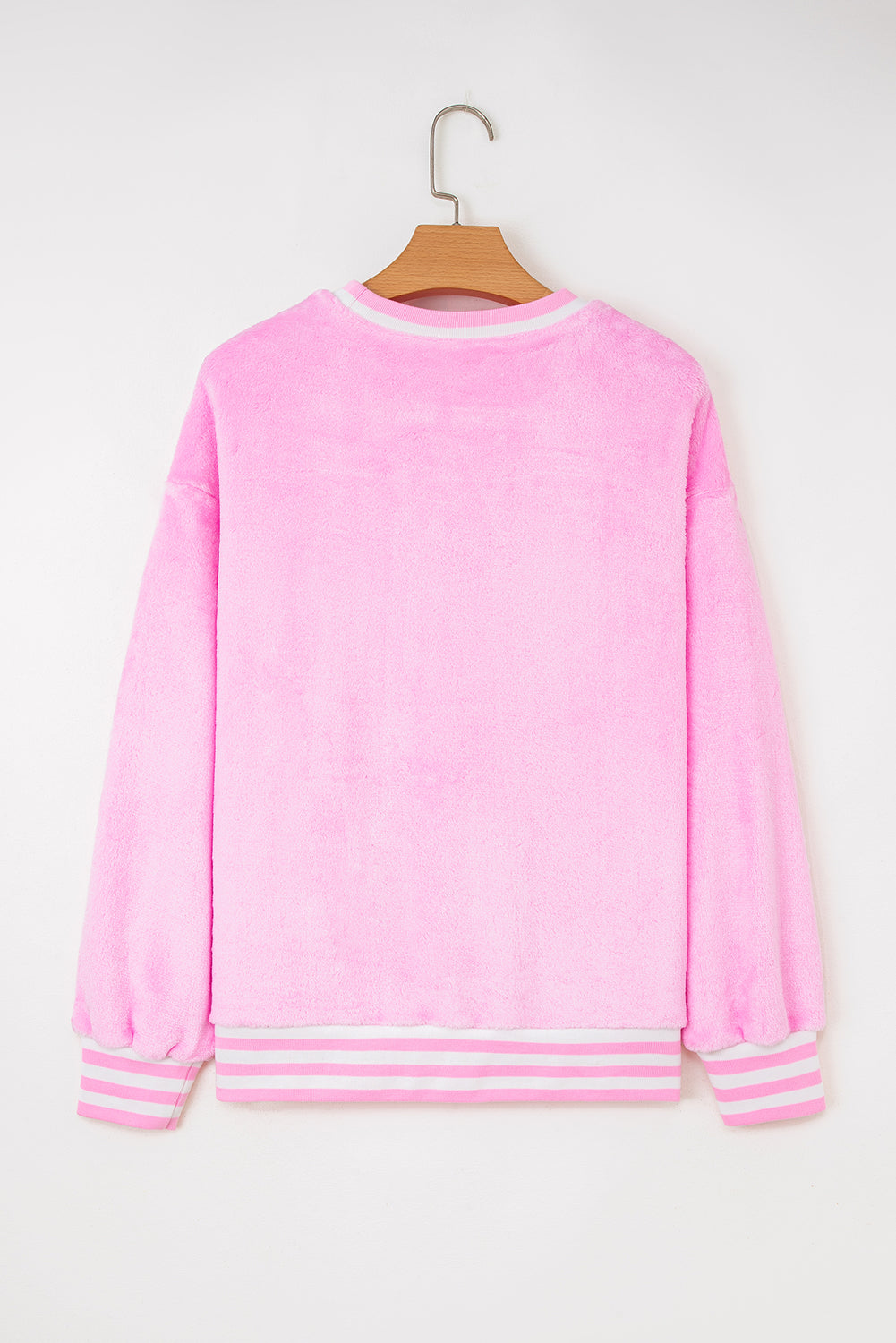 Sachet Pink Sequin Chenille MERRY Graphic Plush Pullover