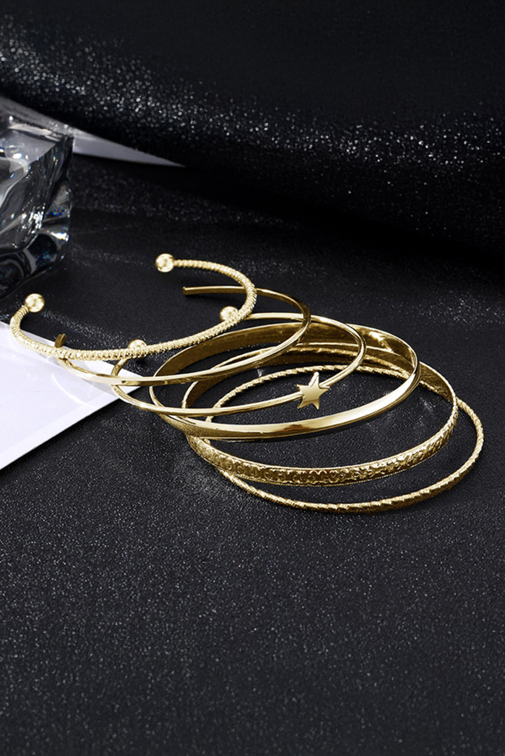 Gold Star Decor Plated Alloy 6pcs Bangle Bracelet