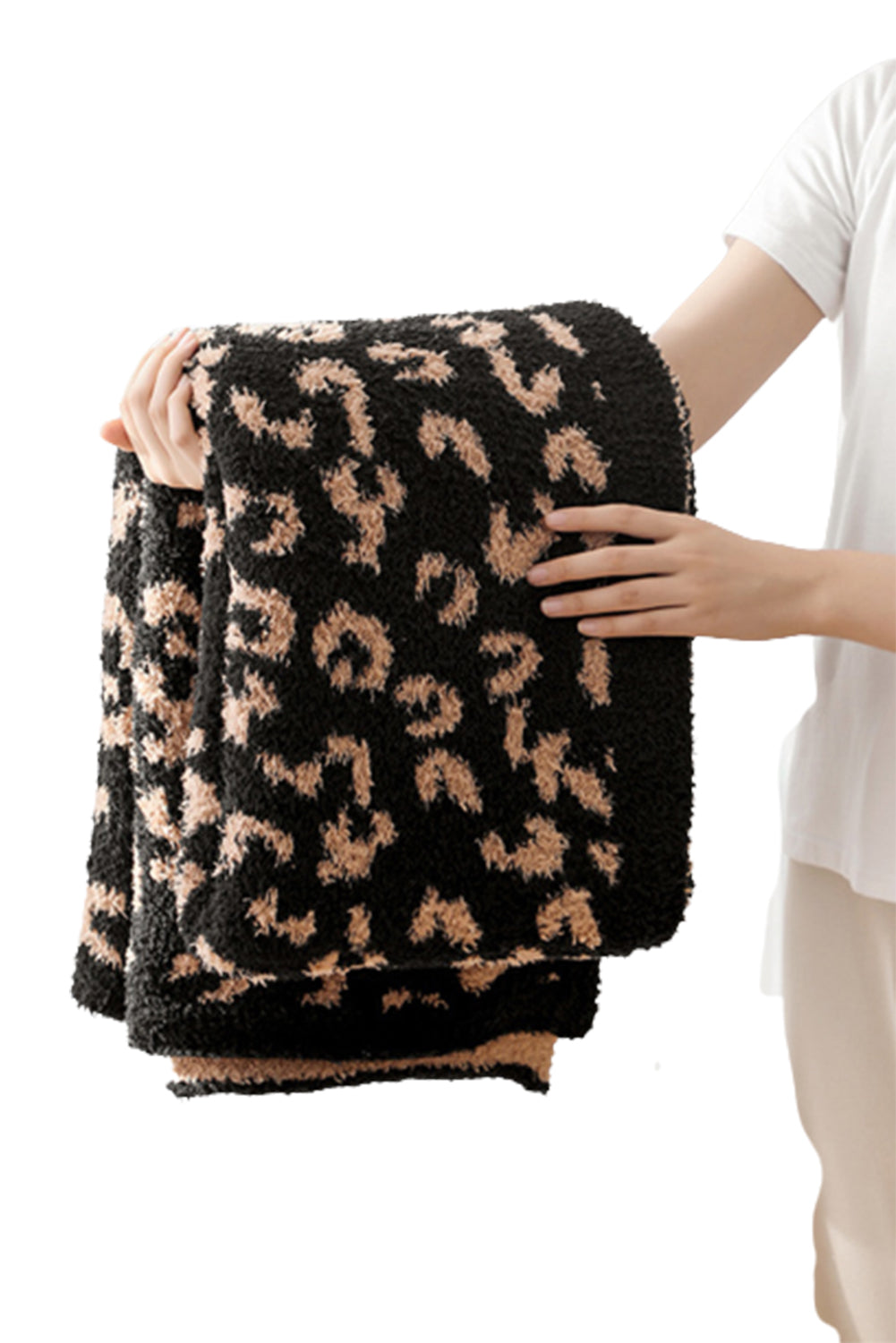 Black Leopard Grain Knitting Blanket 127*152CM