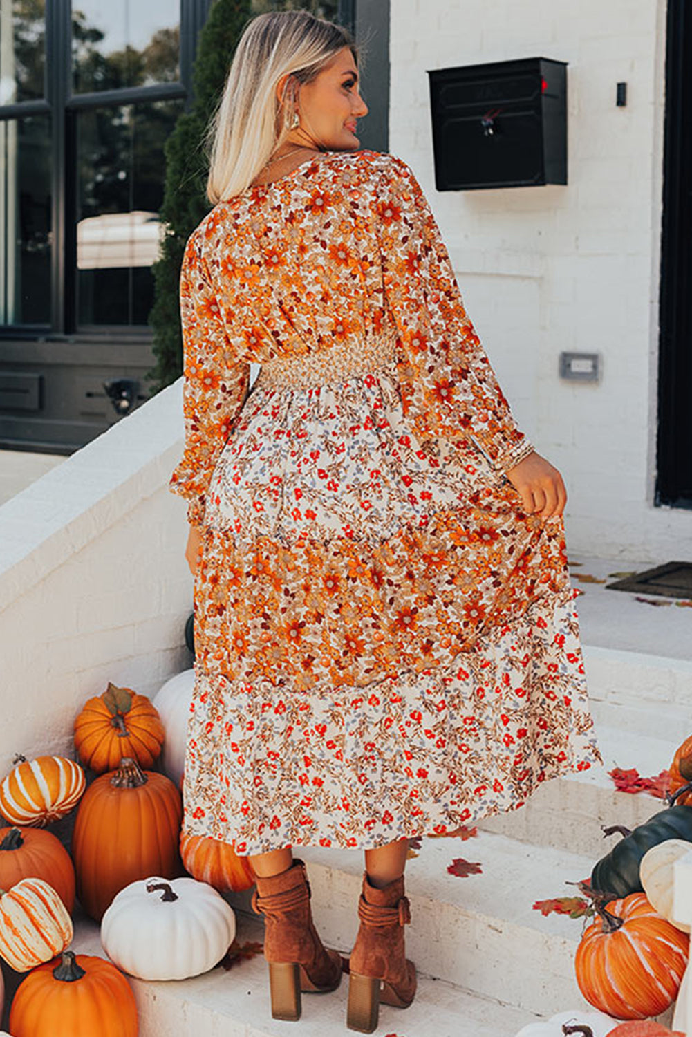 Khaki Plus Size Floral Tiered Ruffle Maxi Dress Emmeline s Fashion