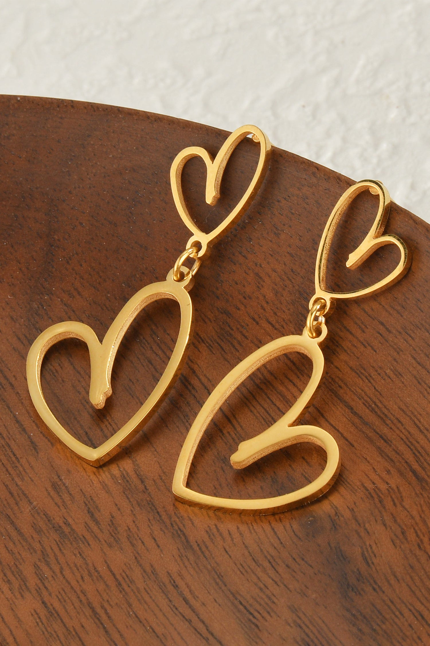 Gold Plated Dual Heart Stud Earrings