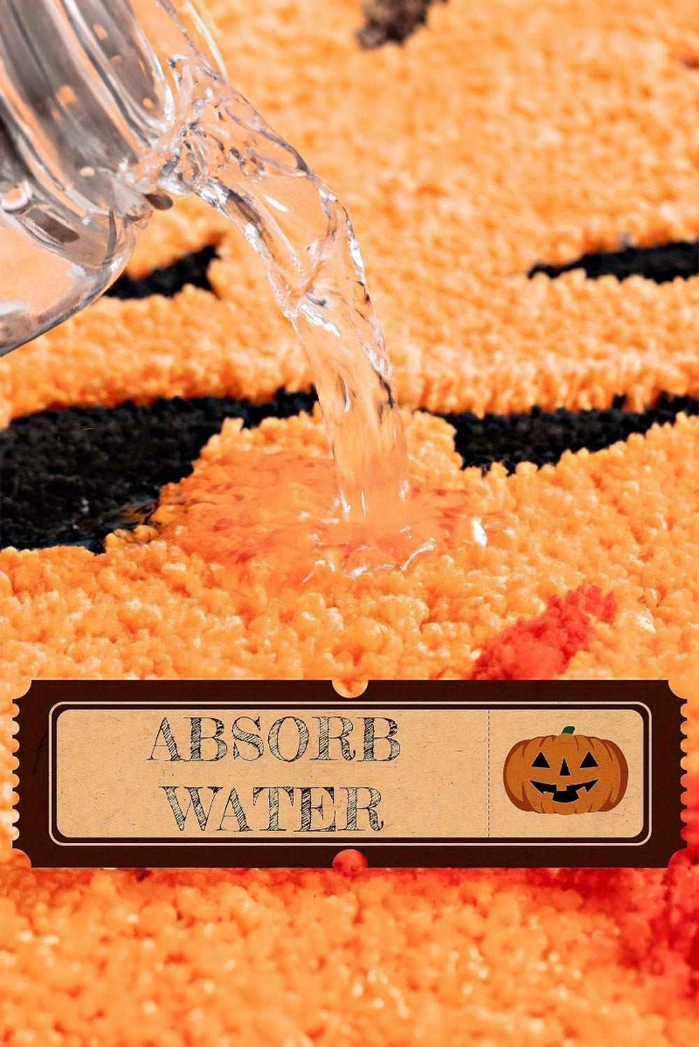 Orange Halloween Pumpkin Absorbent Entryway Bath Rug