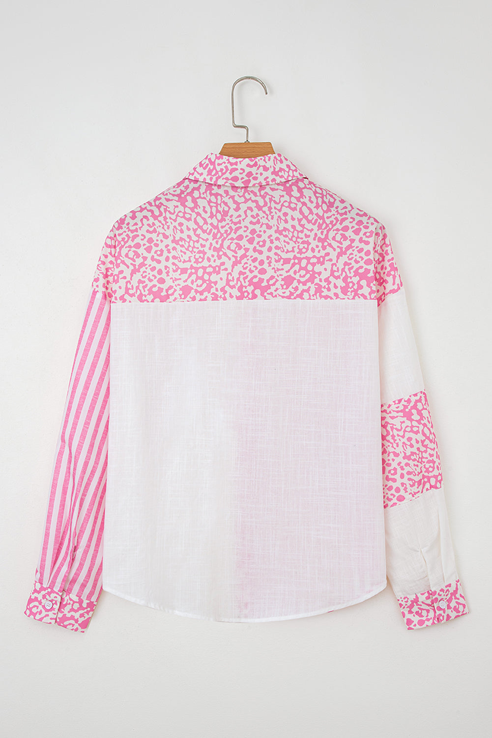 Pink Leopard Striped Western Casual Shirt