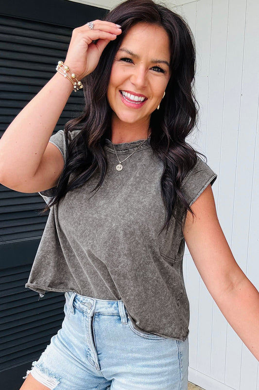 Medium Grey Mineral Wash Boxy Fit Cotton Tank Top