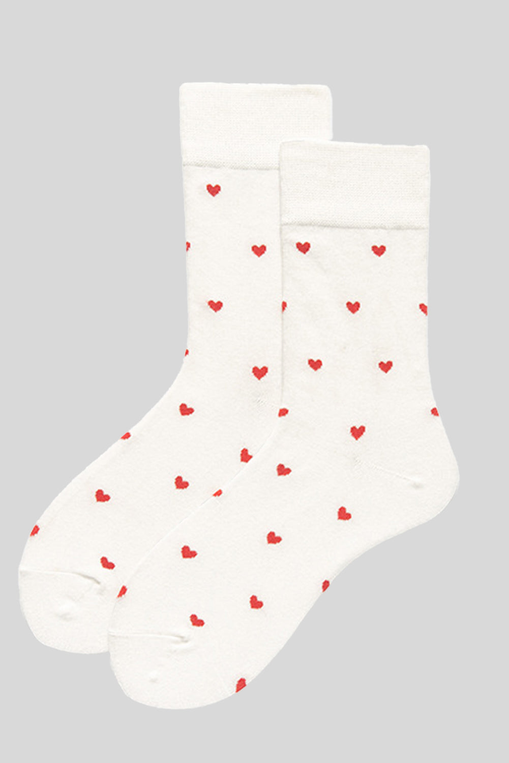 White Valentines Heart Pattern Cotton Socks