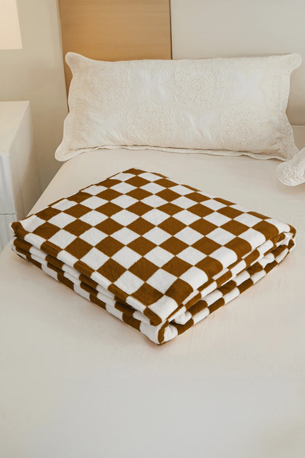 Yellow Checkerboard Printed Soft Throw Blanket 120*200cm