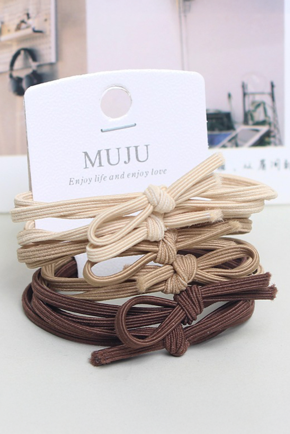 Camel 7pcs Bow Knot Dual String High Elastic Hair Tie
