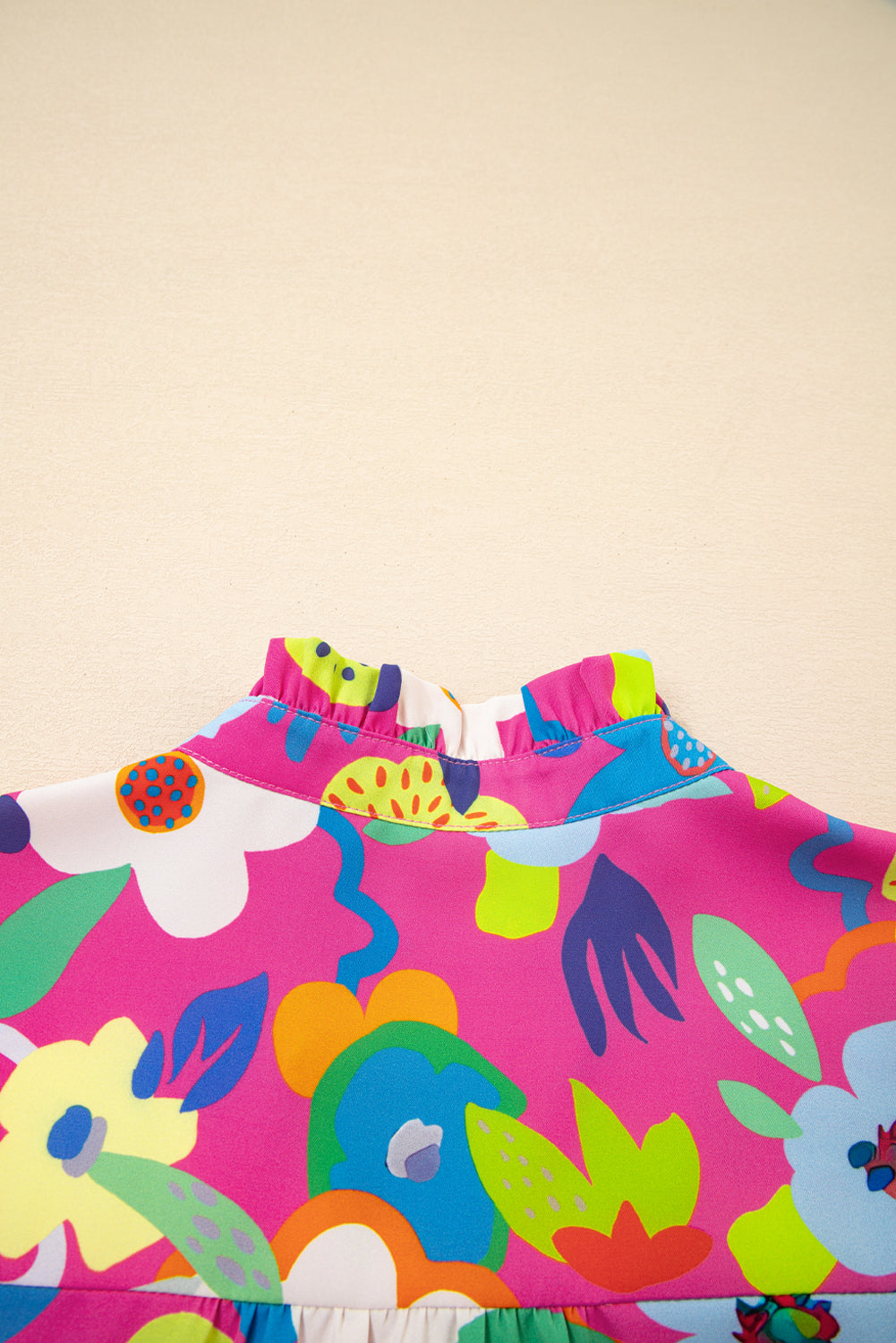 Rose Flower Bomb V Neck Blouse