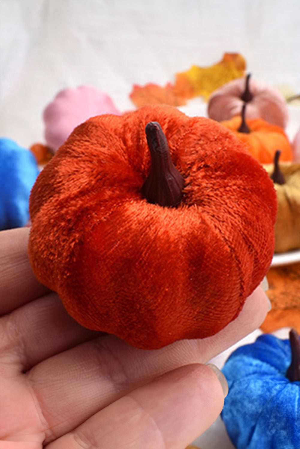 Orange 1PC Halloween Thanksgiving Faux Plush Pumpkin Decorations