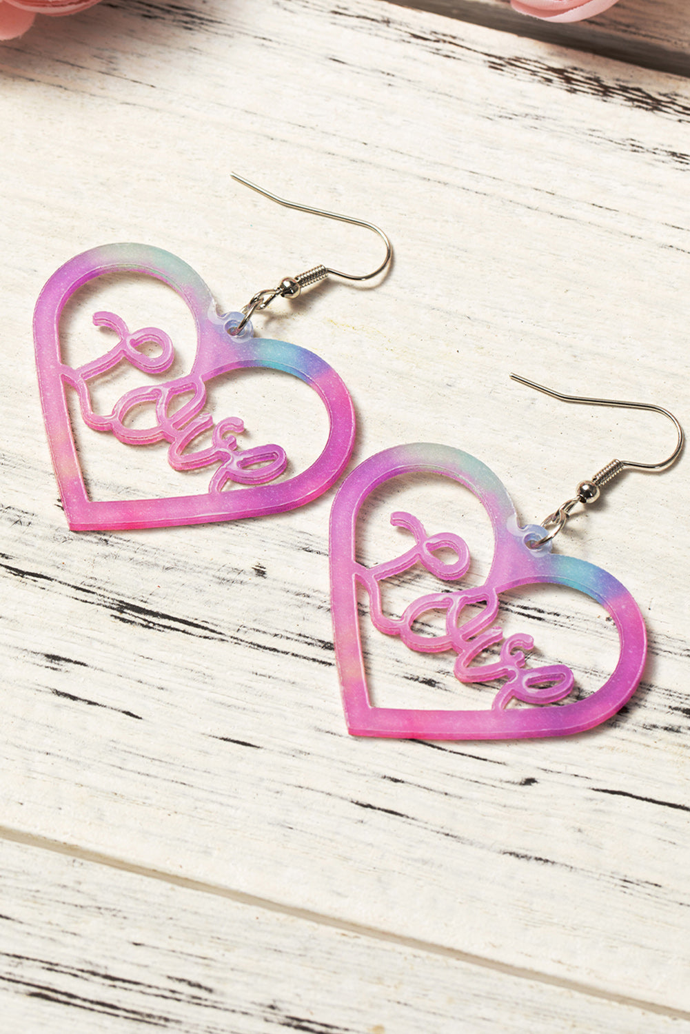 Pink Love Hollowed Heart Valentines Fashion Earrings