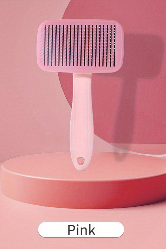 Pink Self Cleaning Gently Grooming Brush Pet Comb