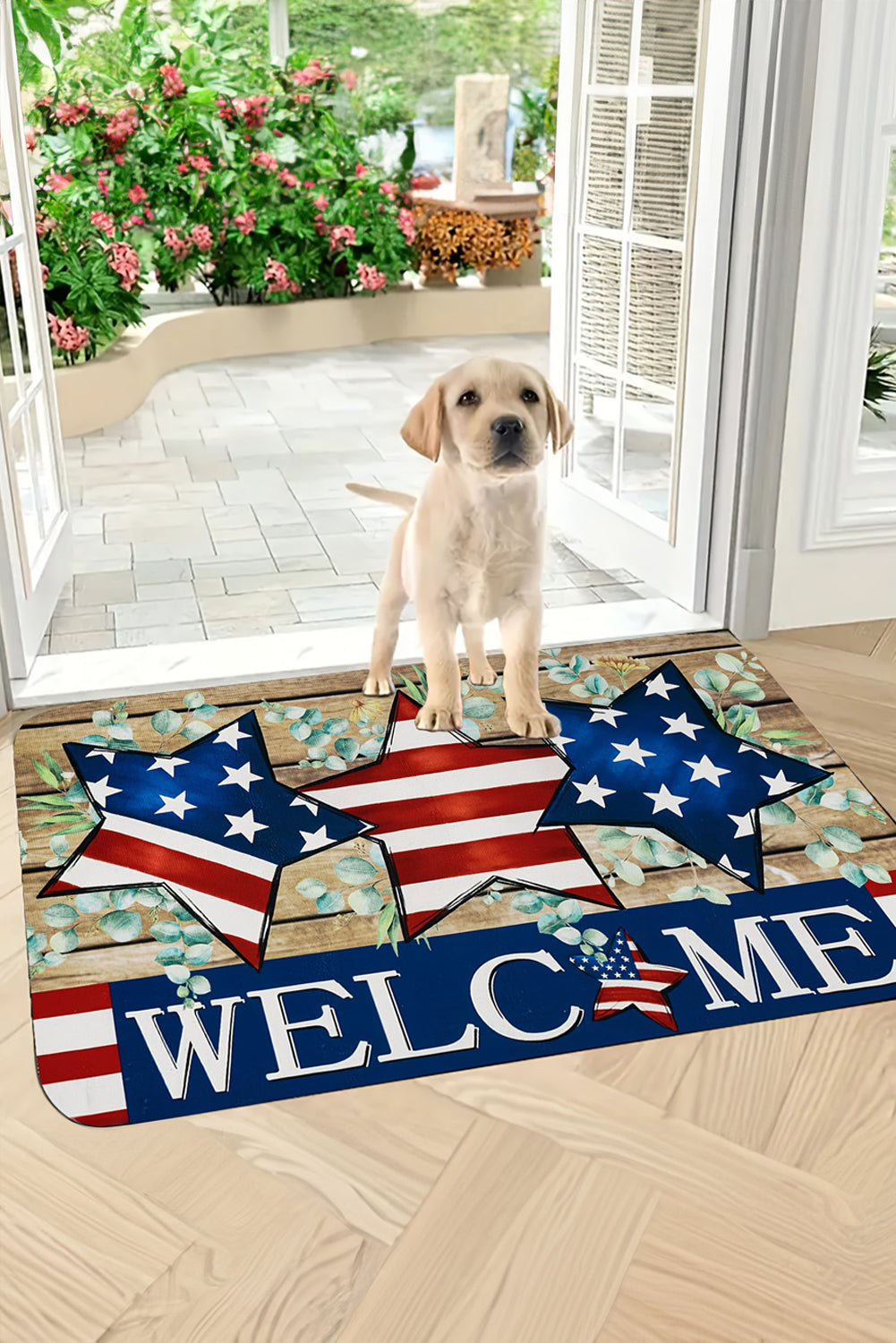 Dark Blue WELCOME American Flag Print Non-slip Entrance Mat