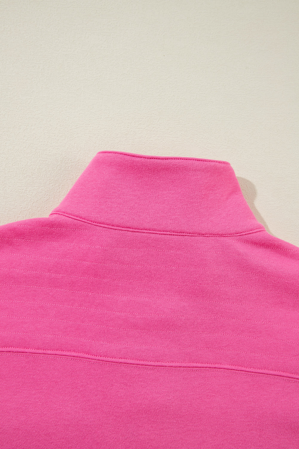 Bright Pink Vintage Mineral Wash Half Button Collared Sweatshirt