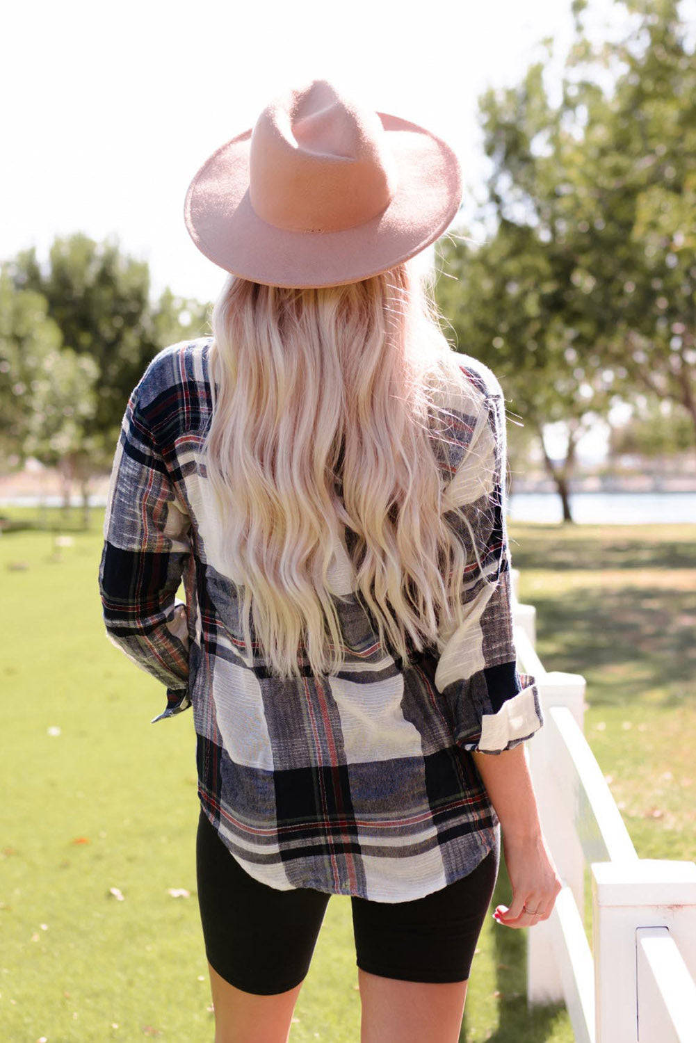 Blue Distressed Raw Edge Plaid Print Shirt