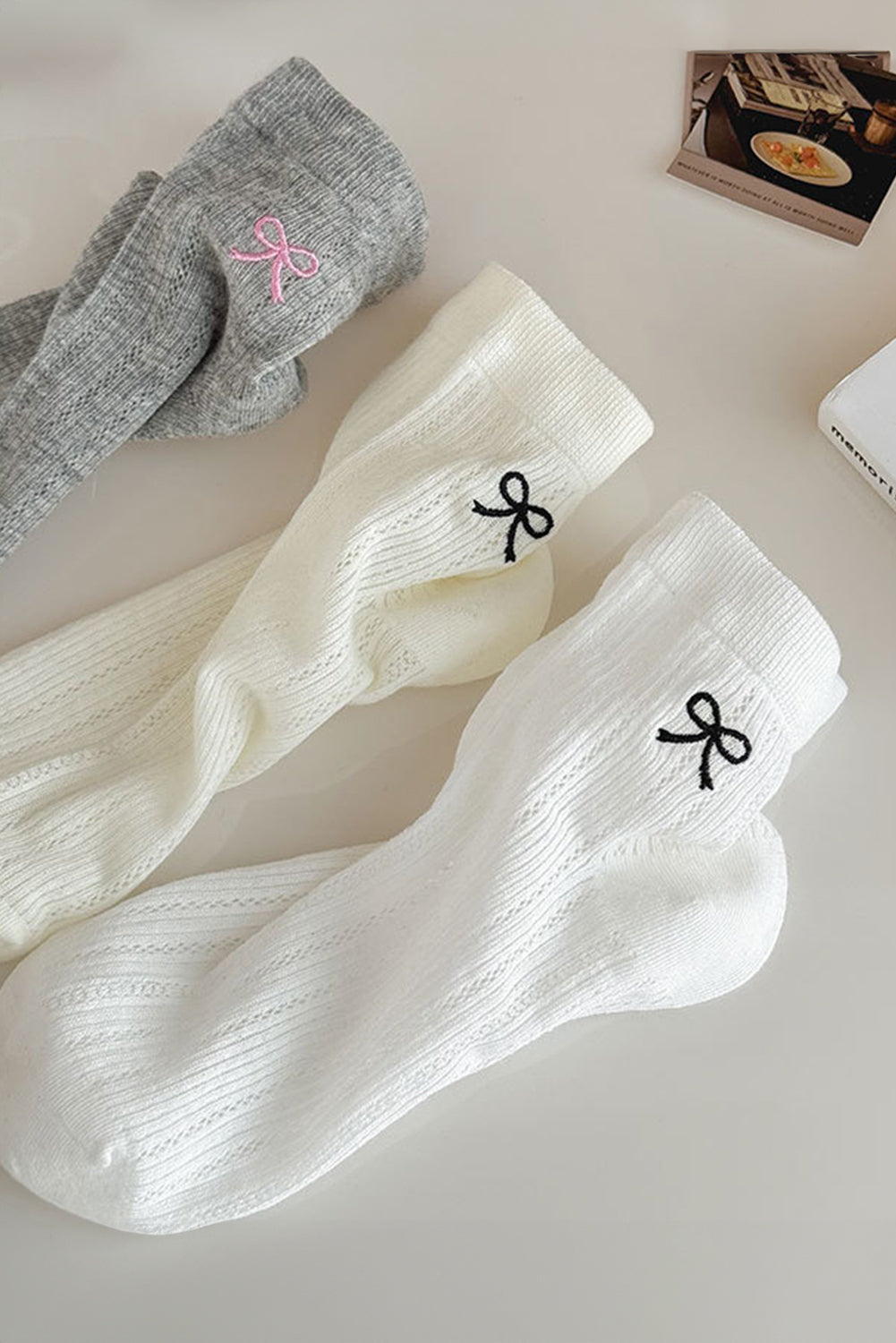 White Bow Knot Ankle Socks