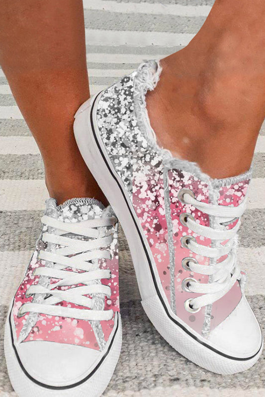 Pink Bleached Spots Canvas Shoes