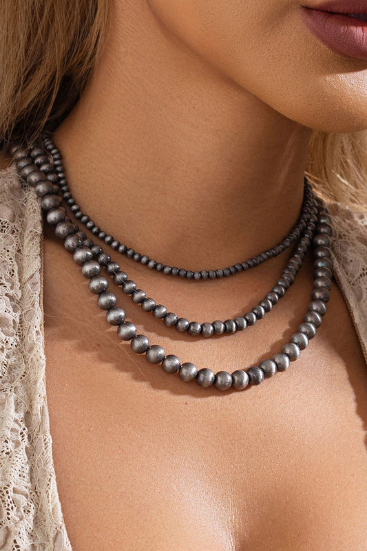 Bristol Black 3pcs Antique Beaded Tribal CCB Necklace Set