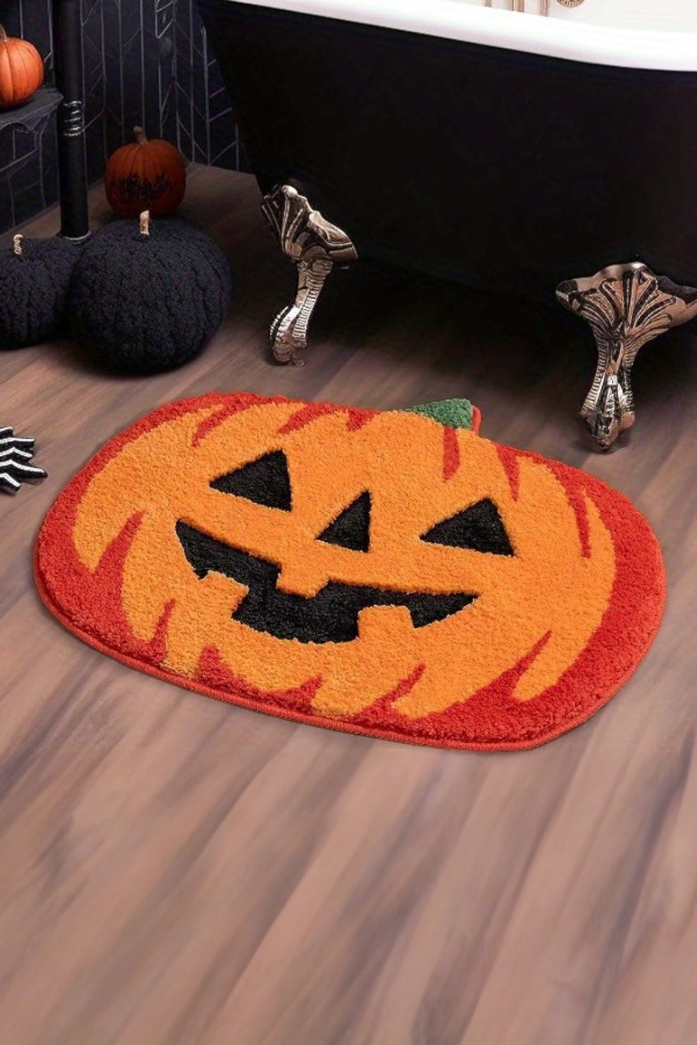 Orange Halloween Pumpkin Absorbent Entryway Bath Rug