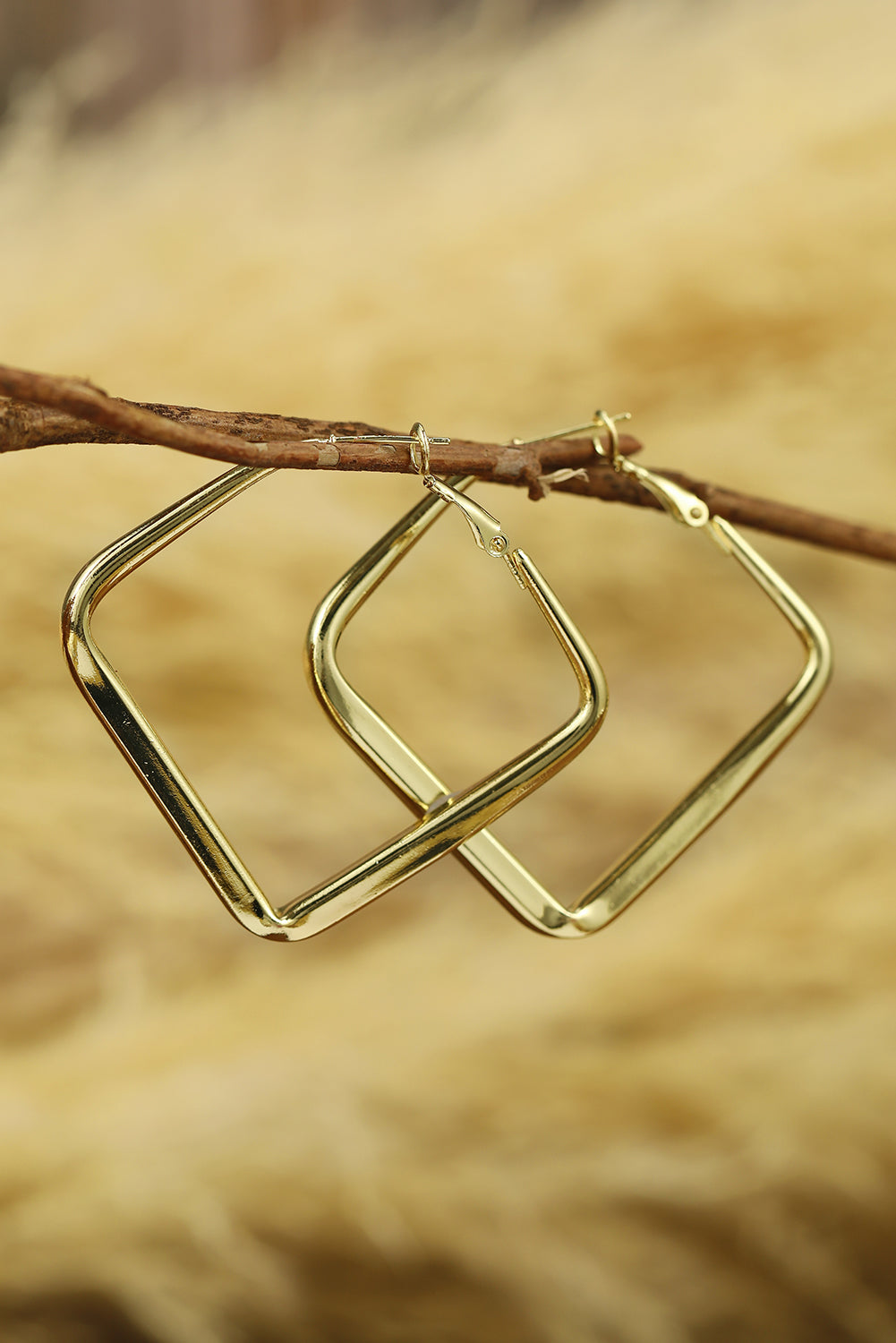 Gold Minimalist Square Hoop Earrings
