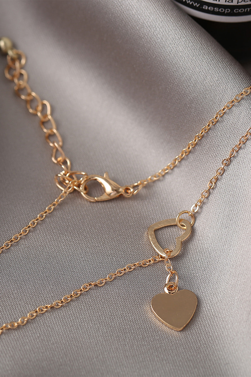 Gold Heart Shape Hollow Lariat Necklace