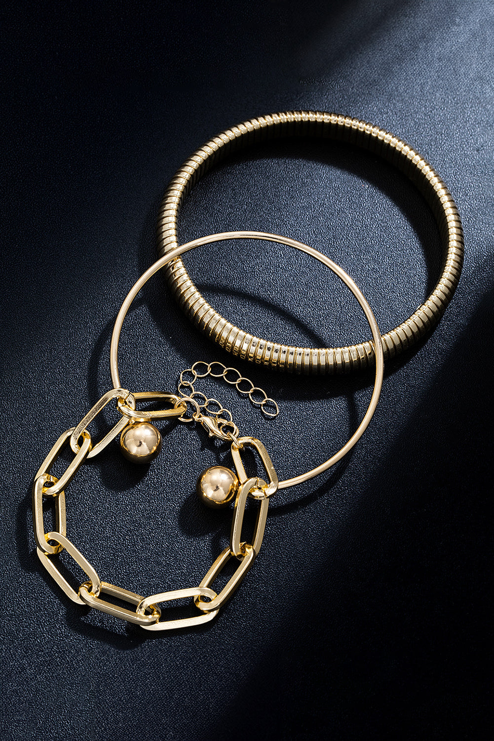 Gold Plated 3 Pieces Different Bracelets