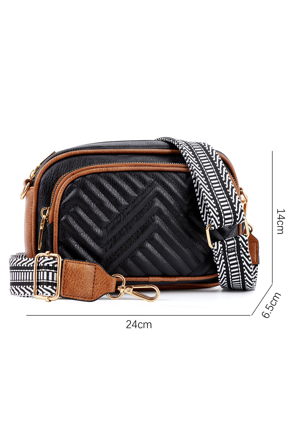 Black PU Leather Quilted Texture Mini Shoulder Bag