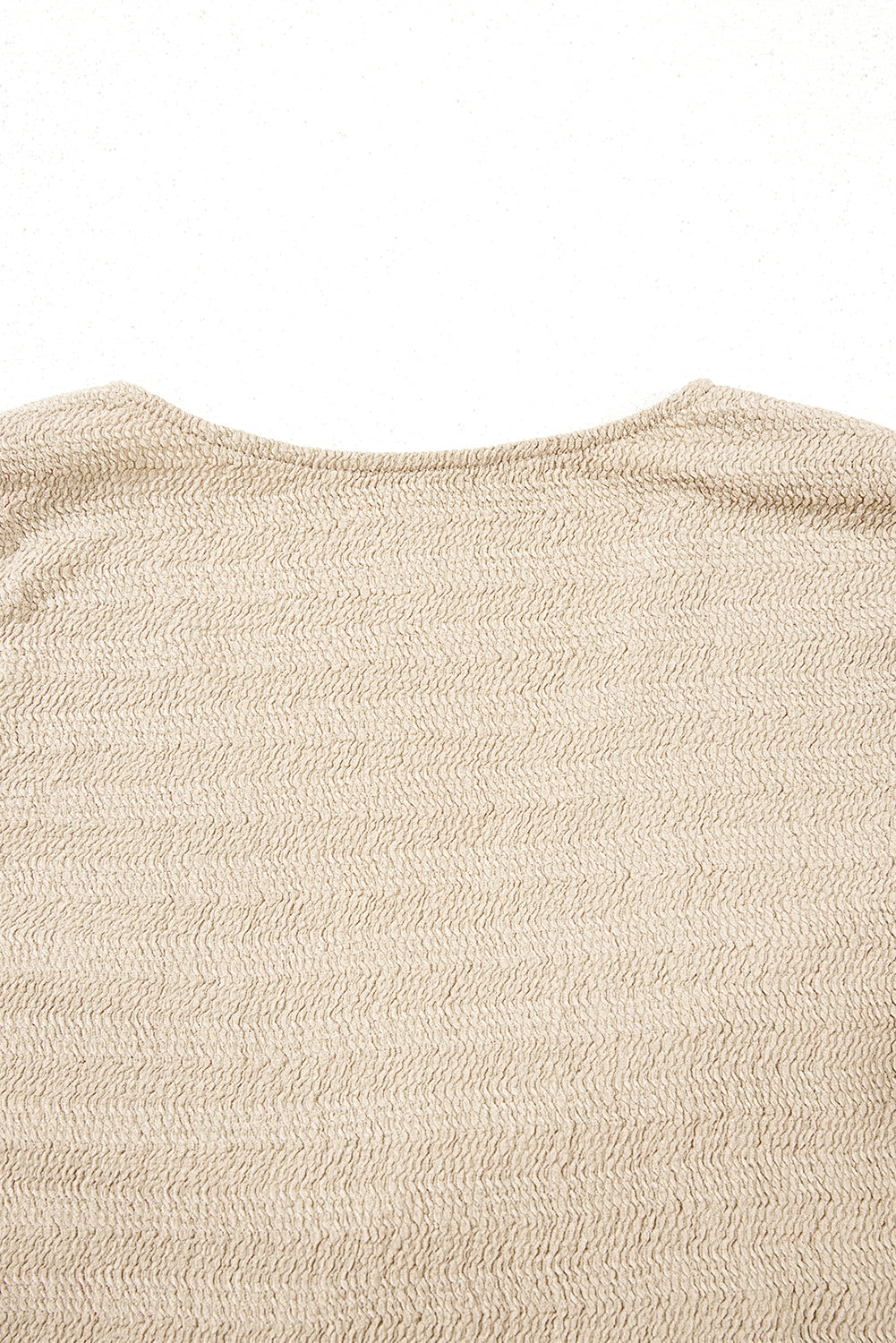 Pale Khaki Textured Twist Front V Neck Long Sleeve Slim Solid Color Top