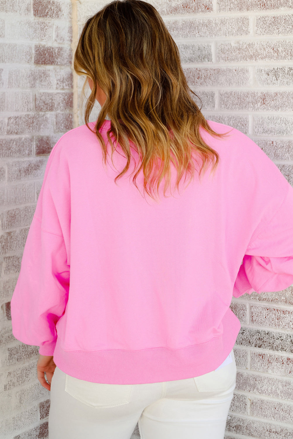 Pink Touch Down Rugby Football Embroidered Plus Size Sweatshirt